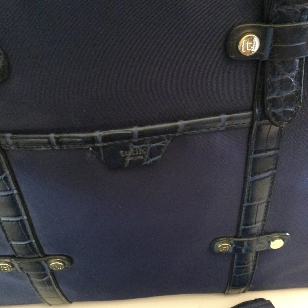 Tutilo New York Navy Blue Briefcase Tote Laptop Bag With IPad Seperate Bag Nice